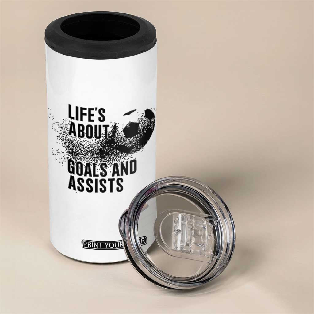 Funny Life Is About Goals And Assists 4 in 1 Can Cooler Tumbler Goalkeepers Gifts TS12 Print Your Wear