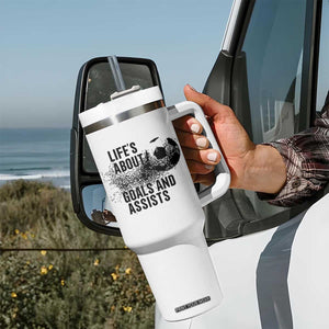 Funny Life Is About Goals And Assists Tumbler With Handle Goalkeepers Gifts TS12 Print Your Wear
