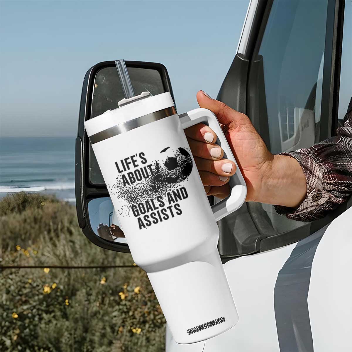 Funny Life Is About Goals And Assists Tumbler With Handle Goalkeepers Gifts TS12 Print Your Wear