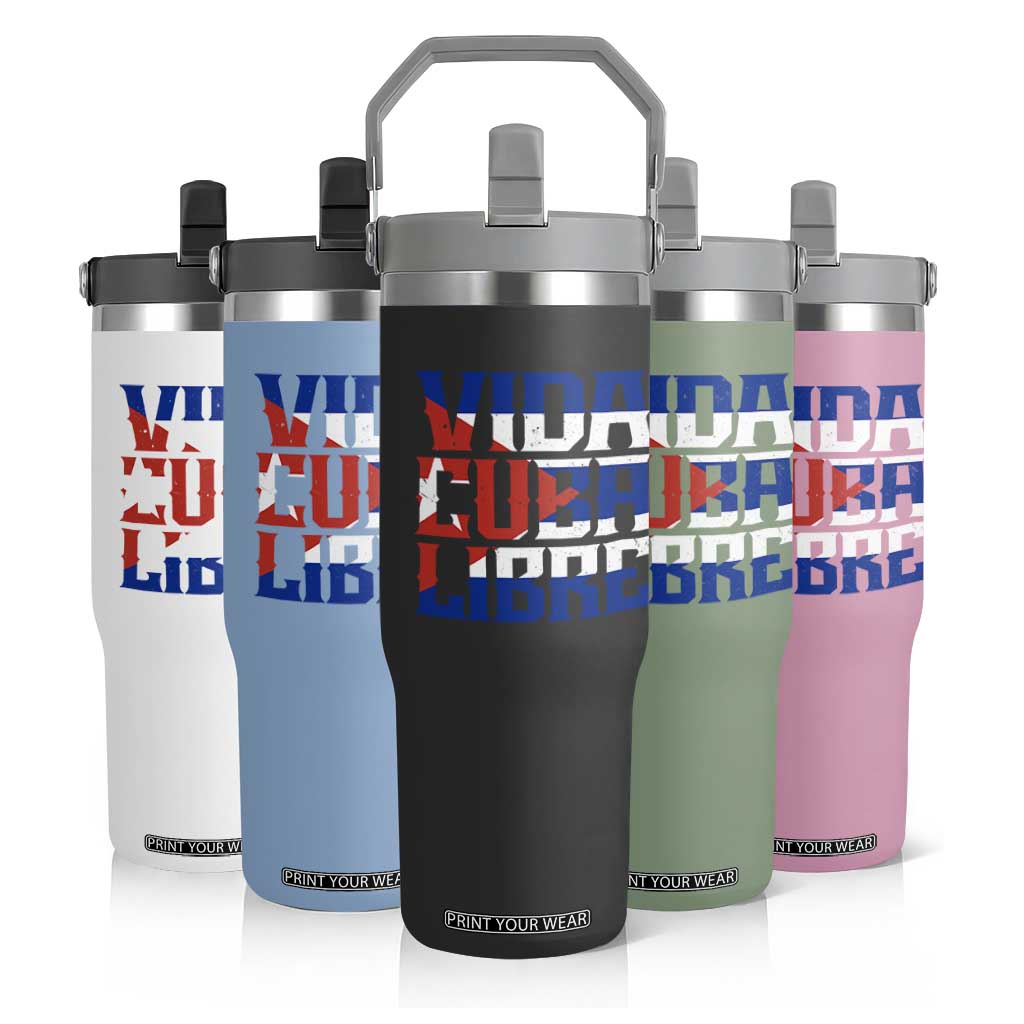 Viva Cuba Libre Flip Straw Tumbler Cuban Freedom Supporter TS12 Print Your Wear