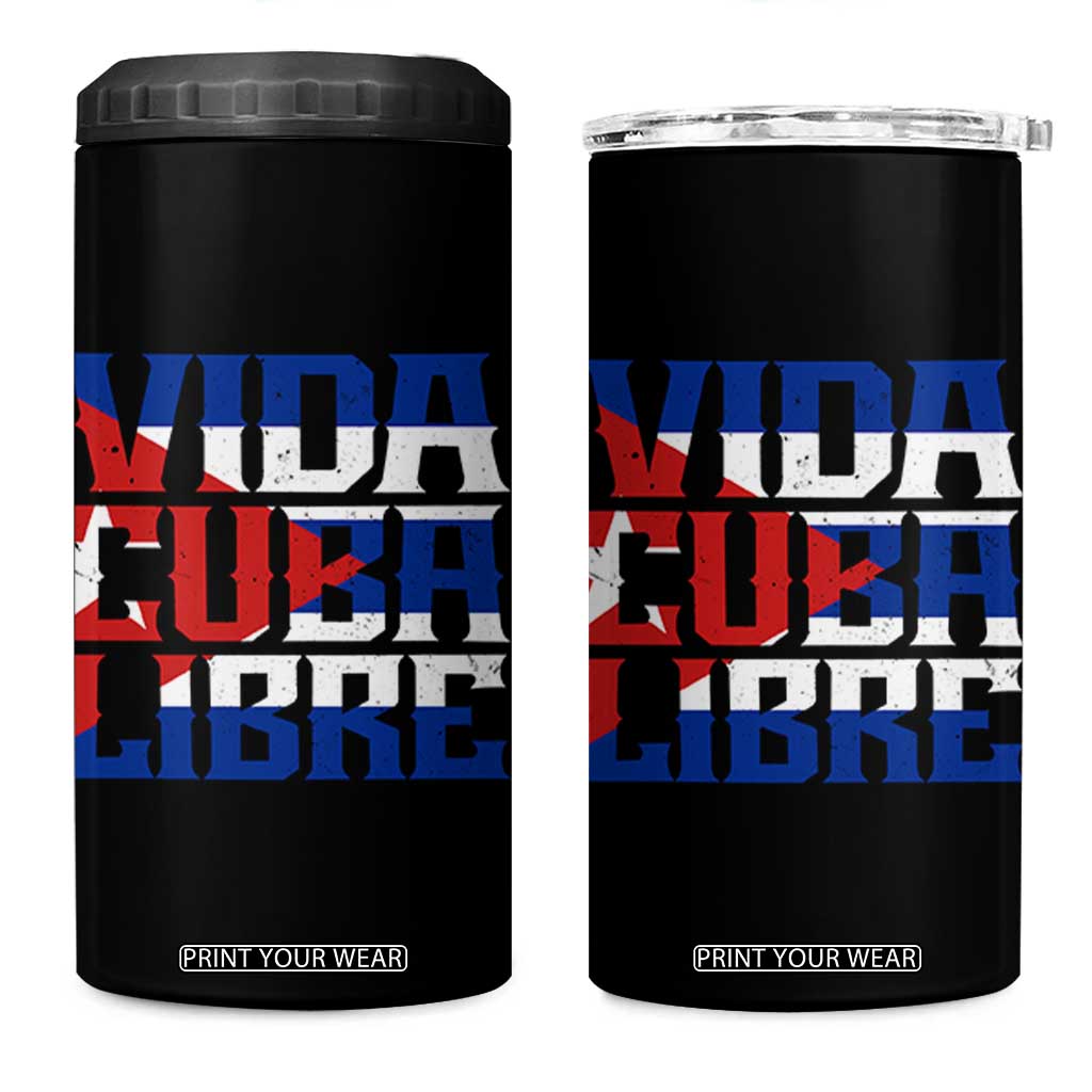 Viva Cuba Libre 4 in 1 Can Cooler Tumbler Cuban Freedom Supporter TS12 One Size: 16 oz Black Print Your Wear