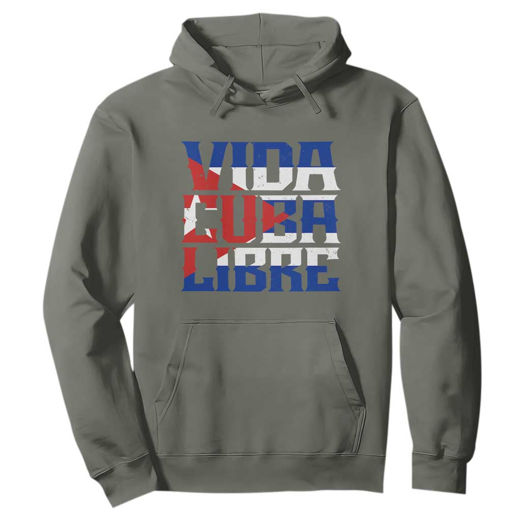 Viva Cuba Libre Hoodie Cuban Freedom Supporter TS12 Military Green Print Your Wear