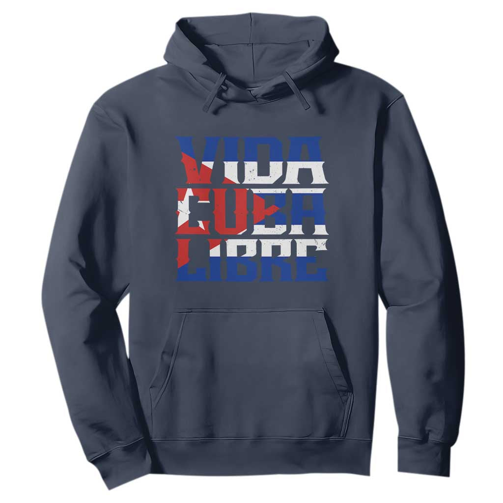 Viva Cuba Libre Hoodie Cuban Freedom Supporter TS12 Navy Print Your Wear