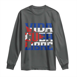 Viva Cuba Libre Long Sleeve Shirt Cuban Freedom Supporter TS12 Dark Heather Print Your Wear