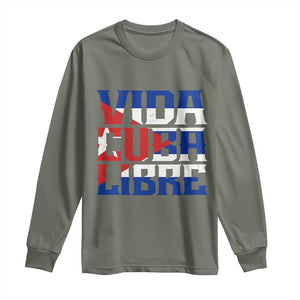 Viva Cuba Libre Long Sleeve Shirt Cuban Freedom Supporter TS12 Military Green Print Your Wear