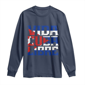 Viva Cuba Libre Long Sleeve Shirt Cuban Freedom Supporter TS12 Navy Print Your Wear