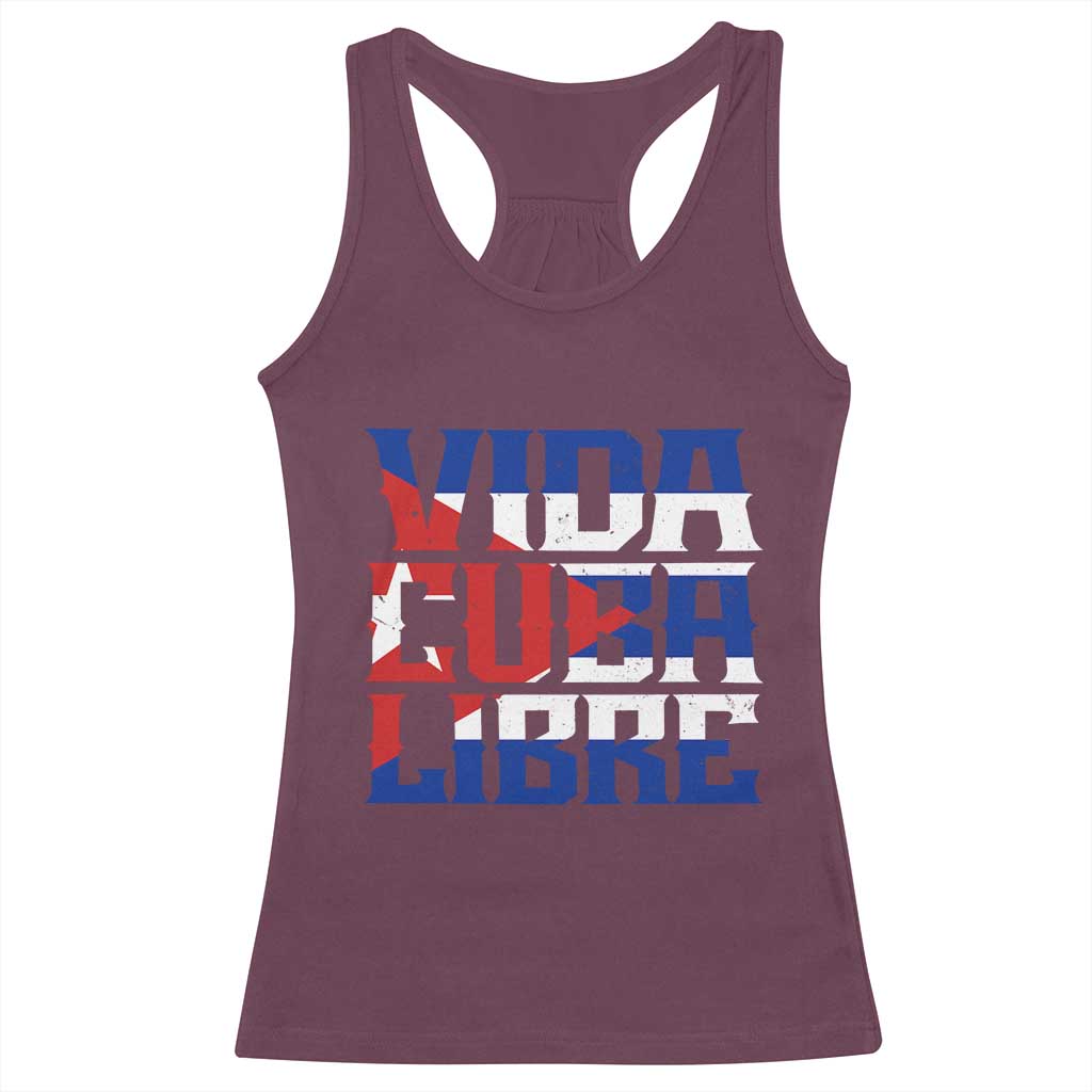 Viva Cuba Libre Racerback Tank Top Cuban Freedom Supporter TS12 Maroon Print Your Wear