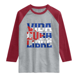 Viva Cuba Libre Raglan Shirt Cuban Freedom Supporter TS12 Heather Gray Heather Red Print Your Wear