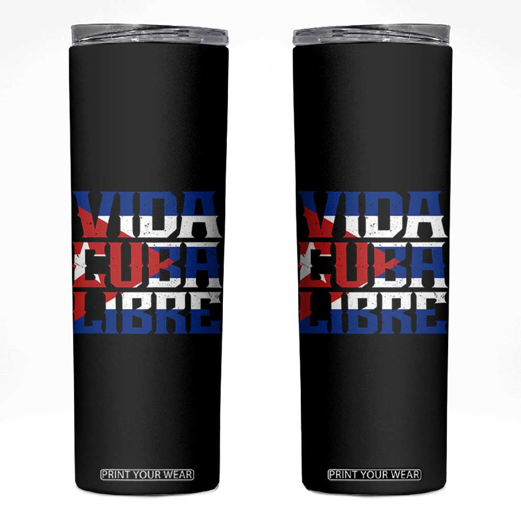 Viva Cuba Libre Skinny Tumbler Cuban Freedom Supporter TS12 Black Print Your Wear
