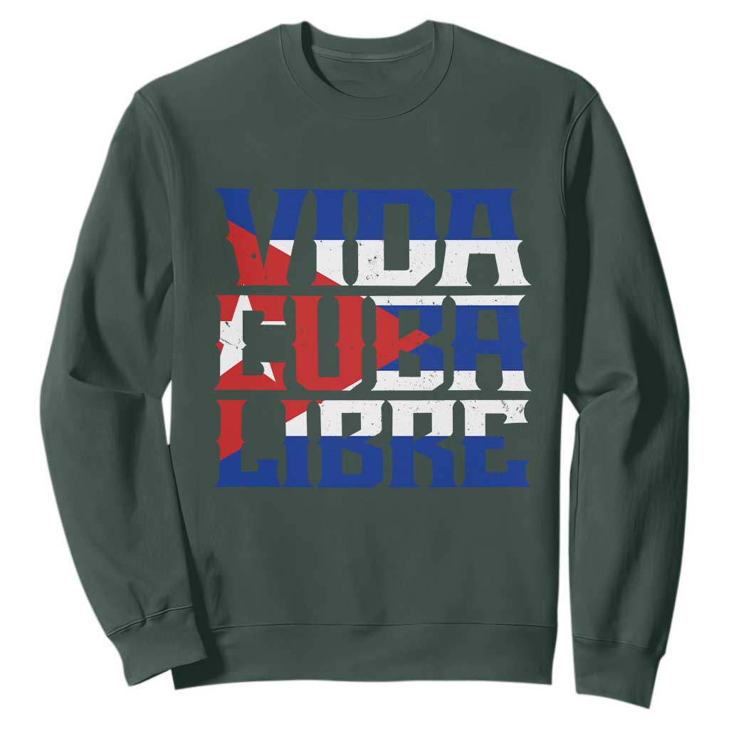 Viva Cuba Libre Sweatshirt Cuban Freedom Supporter TS12 Dark Forest Green Print Your Wear