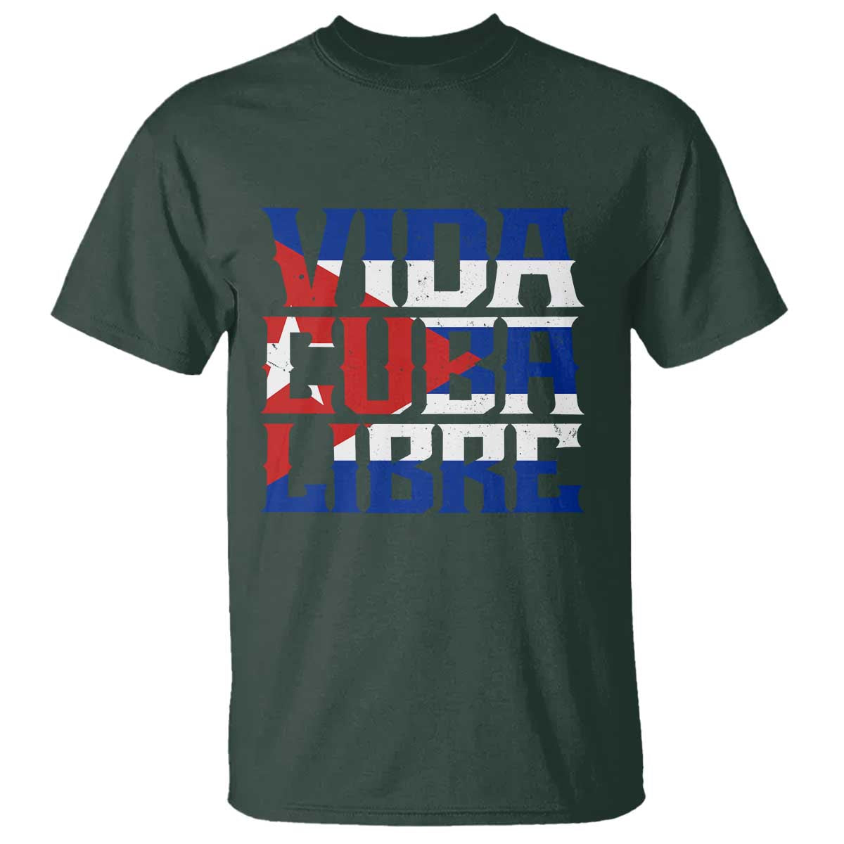 Viva Cuba Libre T Shirt Cuban Freedom Supporter TS12 Dark Forest Green Print Your Wear