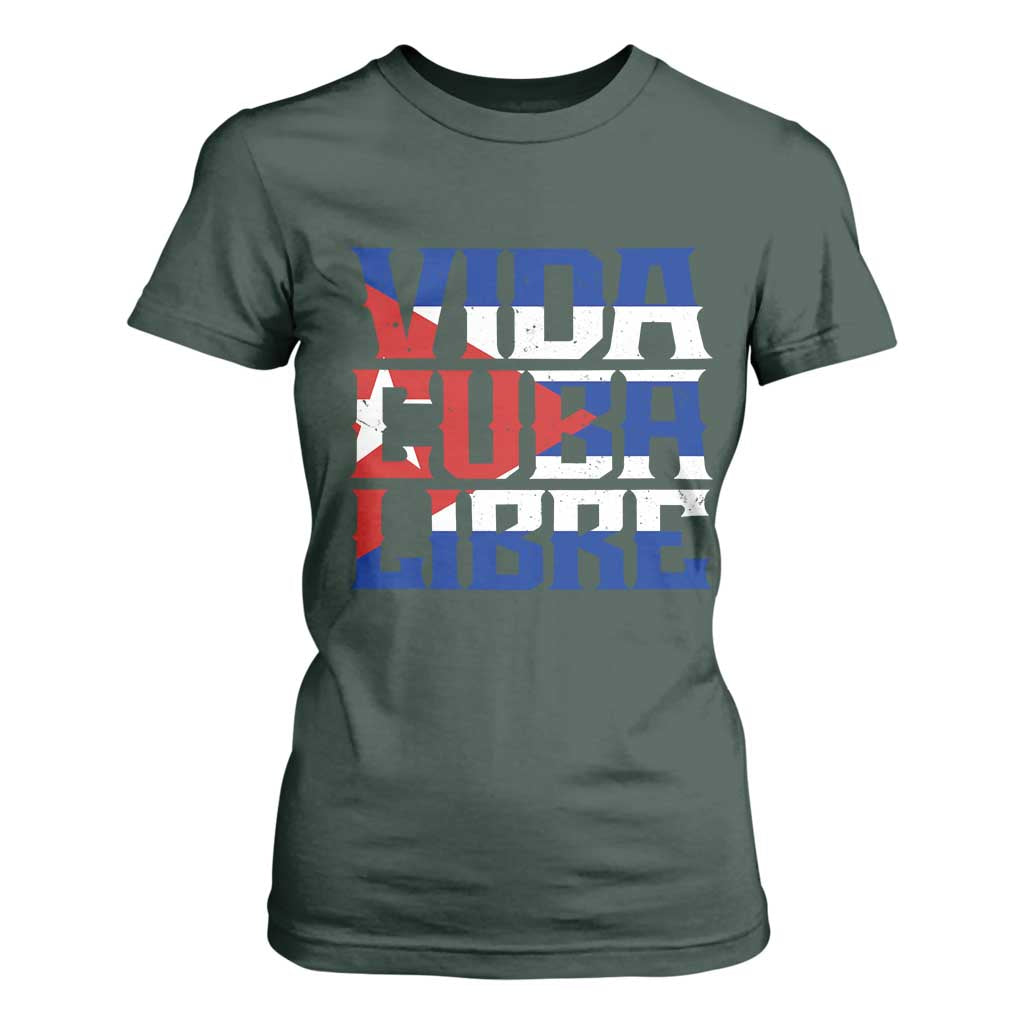 Viva Cuba Libre T Shirt For Women Cuban Freedom Supporter TS12 Dark Forest Green Print Your Wear