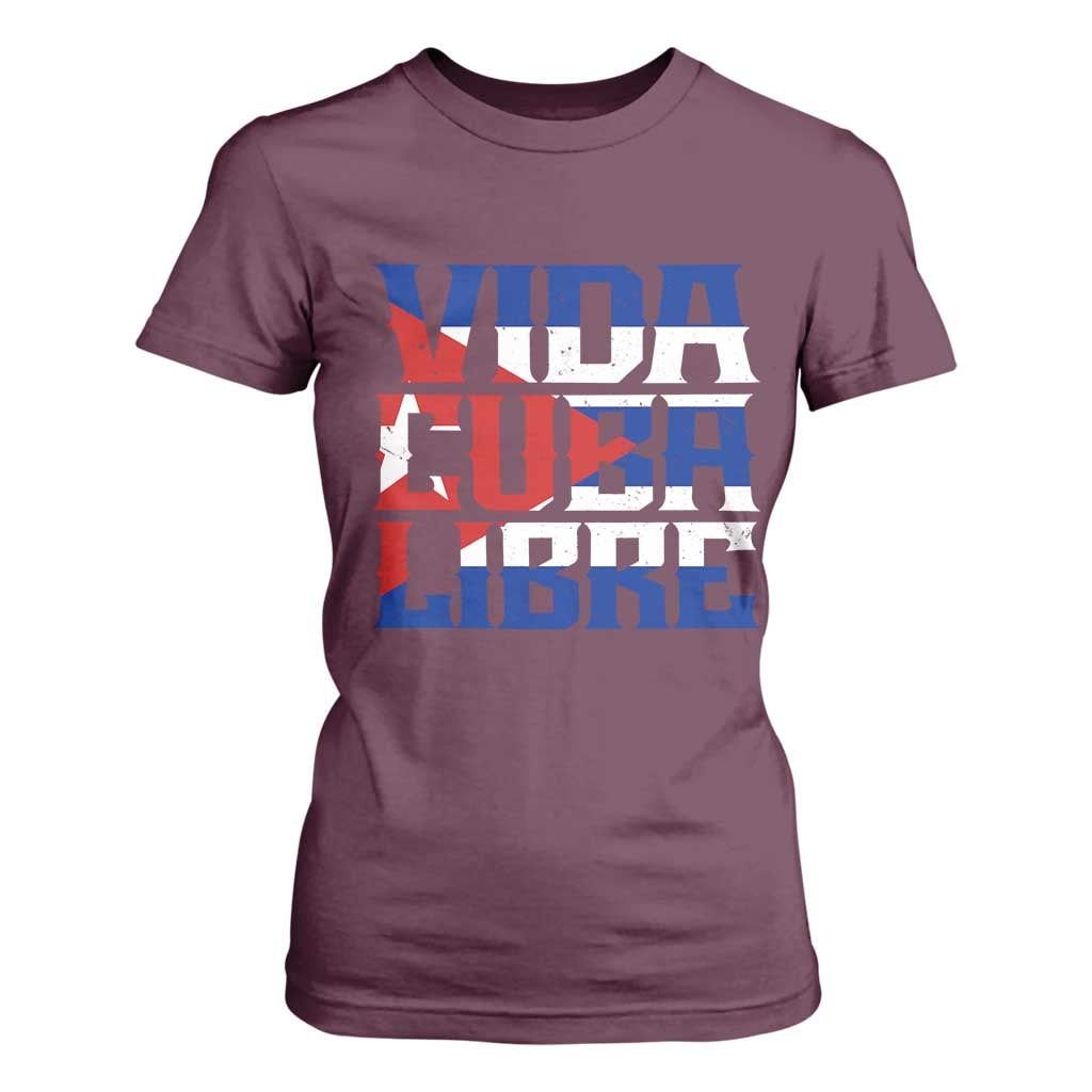 Viva Cuba Libre T Shirt For Women Cuban Freedom Supporter TS12 Maroon Print Your Wear