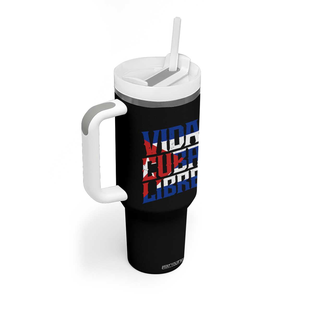 Viva Cuba Libre Tumbler With Handle Cuban Freedom Supporter TS12 Print Your Wear