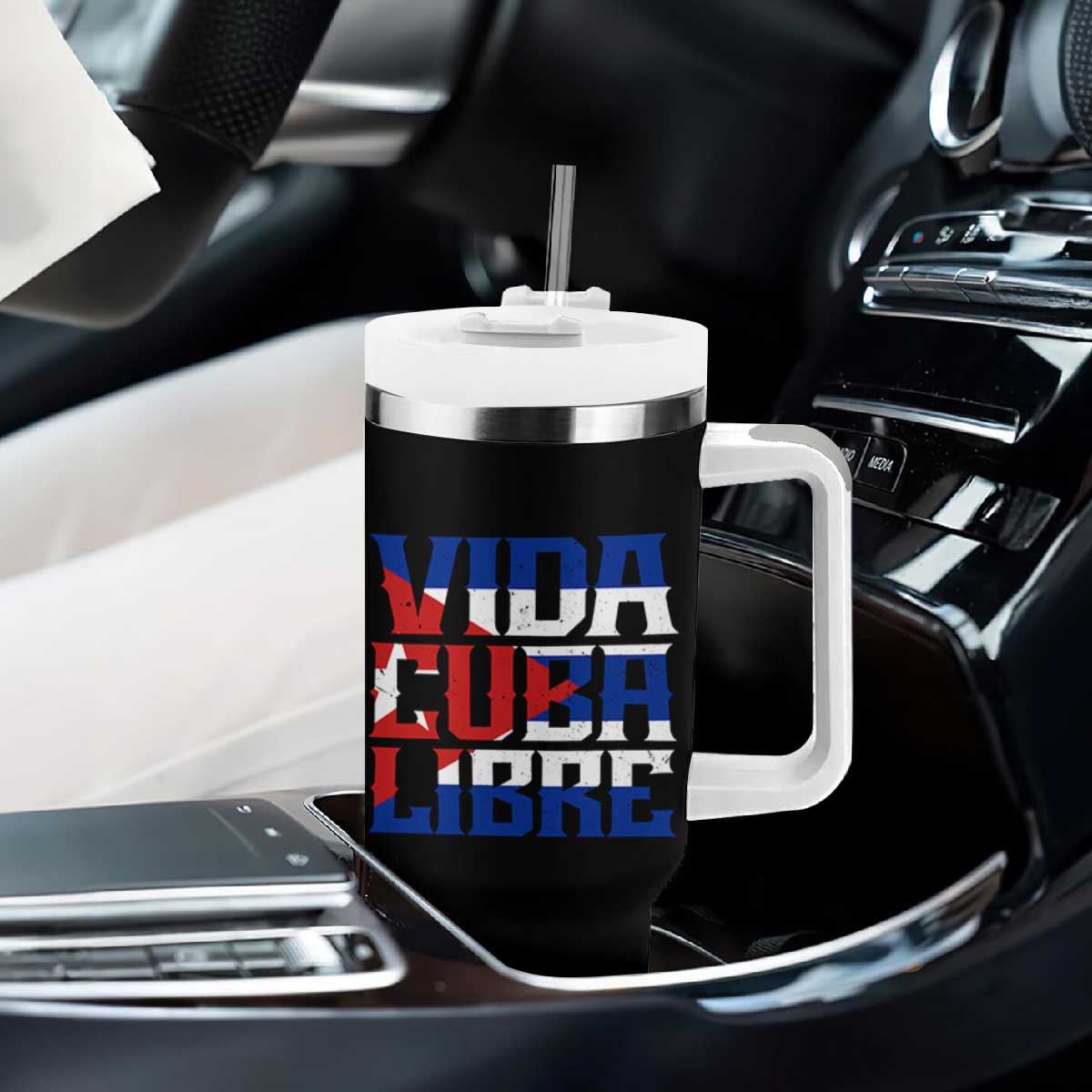 Viva Cuba Libre Tumbler With Handle Cuban Freedom Supporter TS12 Print Your Wear