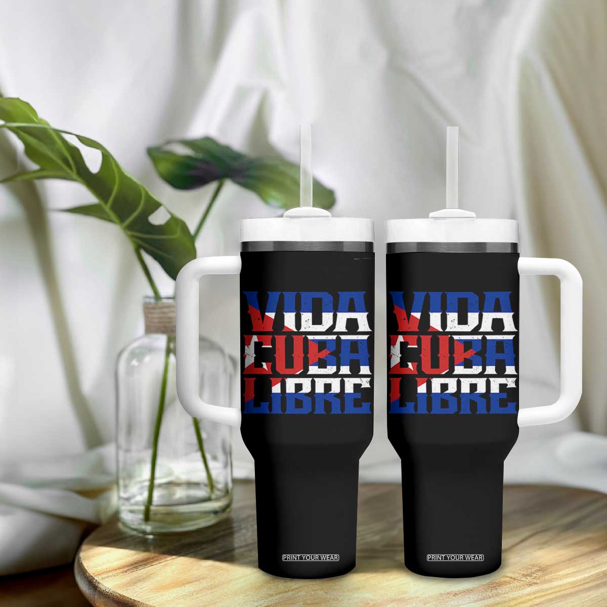 Viva Cuba Libre Tumbler With Handle Cuban Freedom Supporter TS12 Print Your Wear