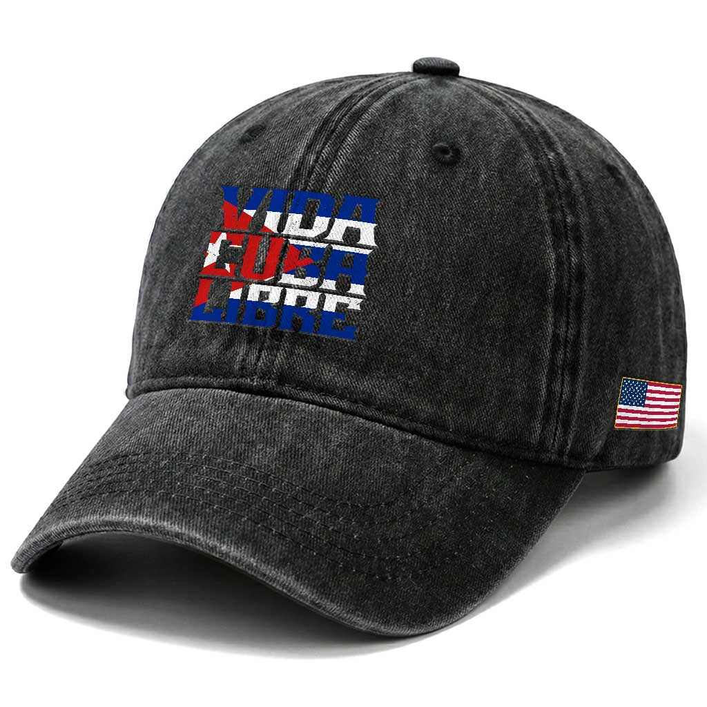 Viva Cuba Libre Washed Cotton Baseball Cap Cuban Freedom Supporter TS12 Print Your Wear