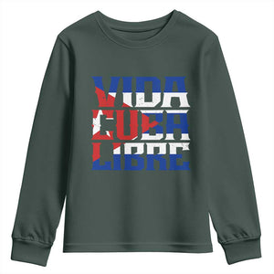 Viva Cuba Libre Youth Sweatshirt Cuban Freedom Supporter TS12 Dark Forest Green Print Your Wear