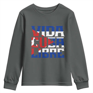 Viva Cuba Libre Youth Sweatshirt Cuban Freedom Supporter TS12 Dark Heather Print Your Wear