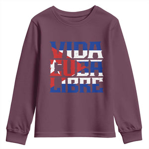 Viva Cuba Libre Youth Sweatshirt Cuban Freedom Supporter TS12 Maroon Print Your Wear