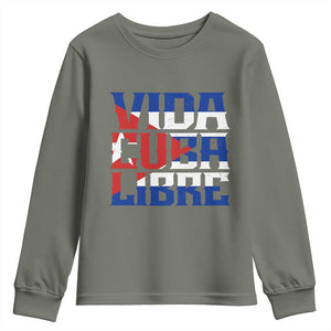 Viva Cuba Libre Youth Sweatshirt Cuban Freedom Supporter TS12 Military Green Print Your Wear