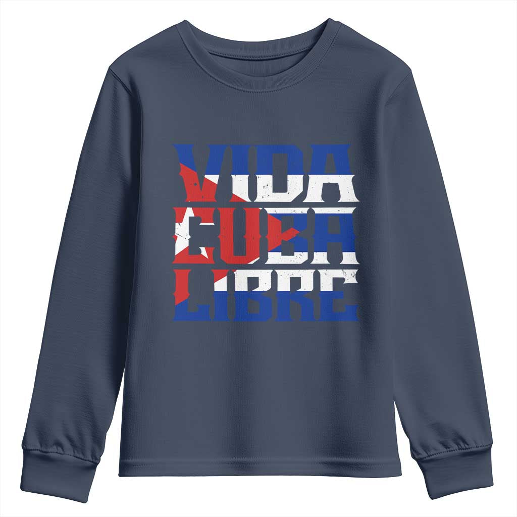Viva Cuba Libre Youth Sweatshirt Cuban Freedom Supporter TS12 Navy Print Your Wear