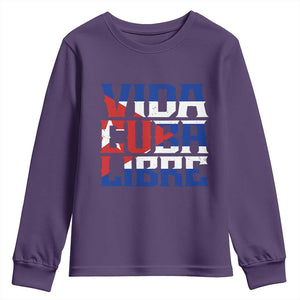 Viva Cuba Libre Youth Sweatshirt Cuban Freedom Supporter TS12 Purple Print Your Wear