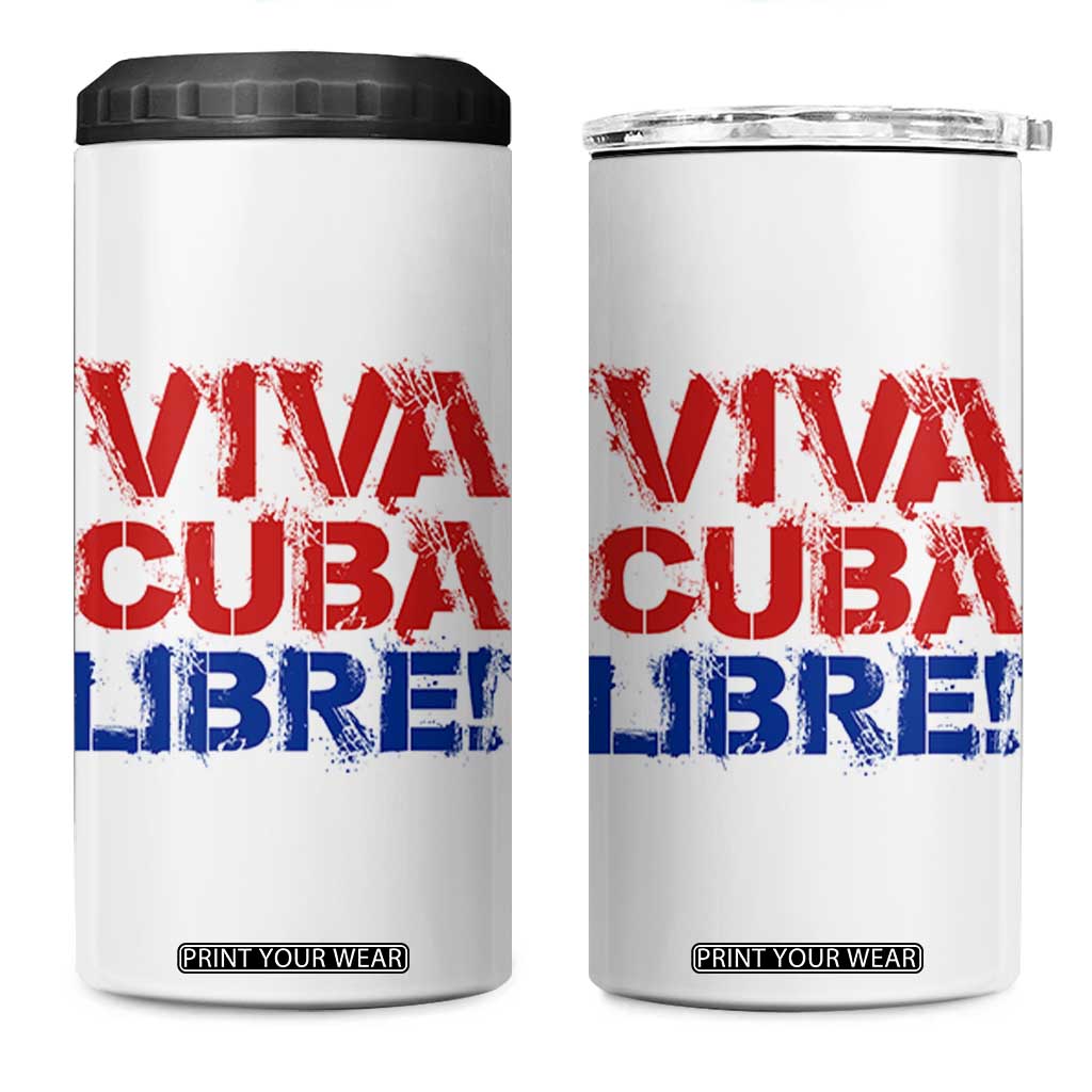 Viva Cuba Libre 4 in 1 Can Cooler Tumbler SOS Cuba Stand With Freedom Movement TS12 One Size: 16 oz White Print Your Wear