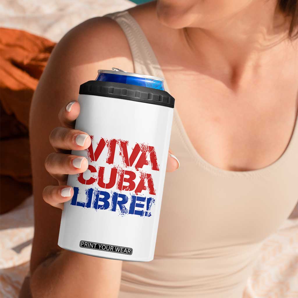 Viva Cuba Libre 4 in 1 Can Cooler Tumbler SOS Cuba Stand With Freedom Movement TS12 Print Your Wear