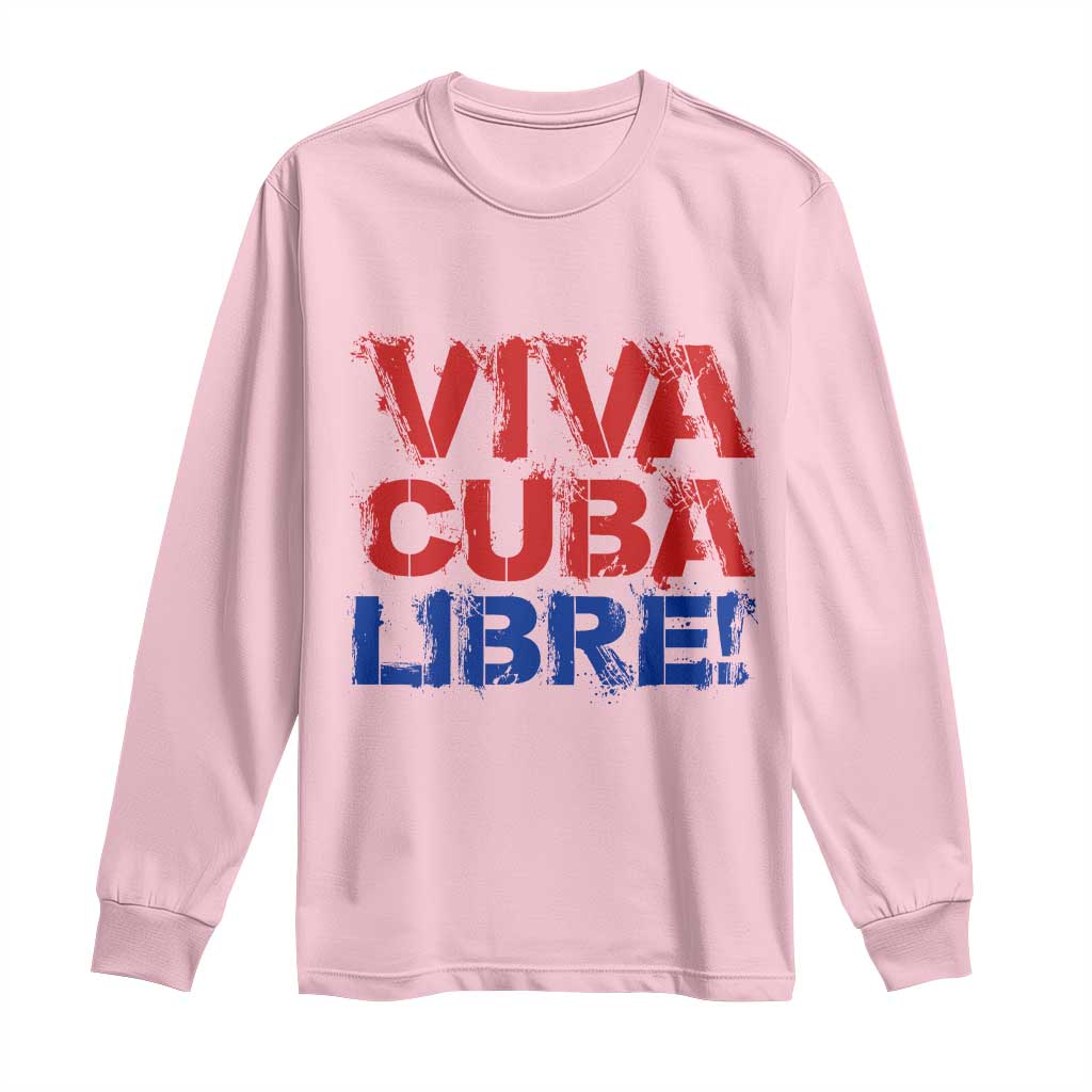 Viva Cuba Libre Long Sleeve Shirt SOS Cuba Stand With Freedom Movement TS12 Light Pink Print Your Wear