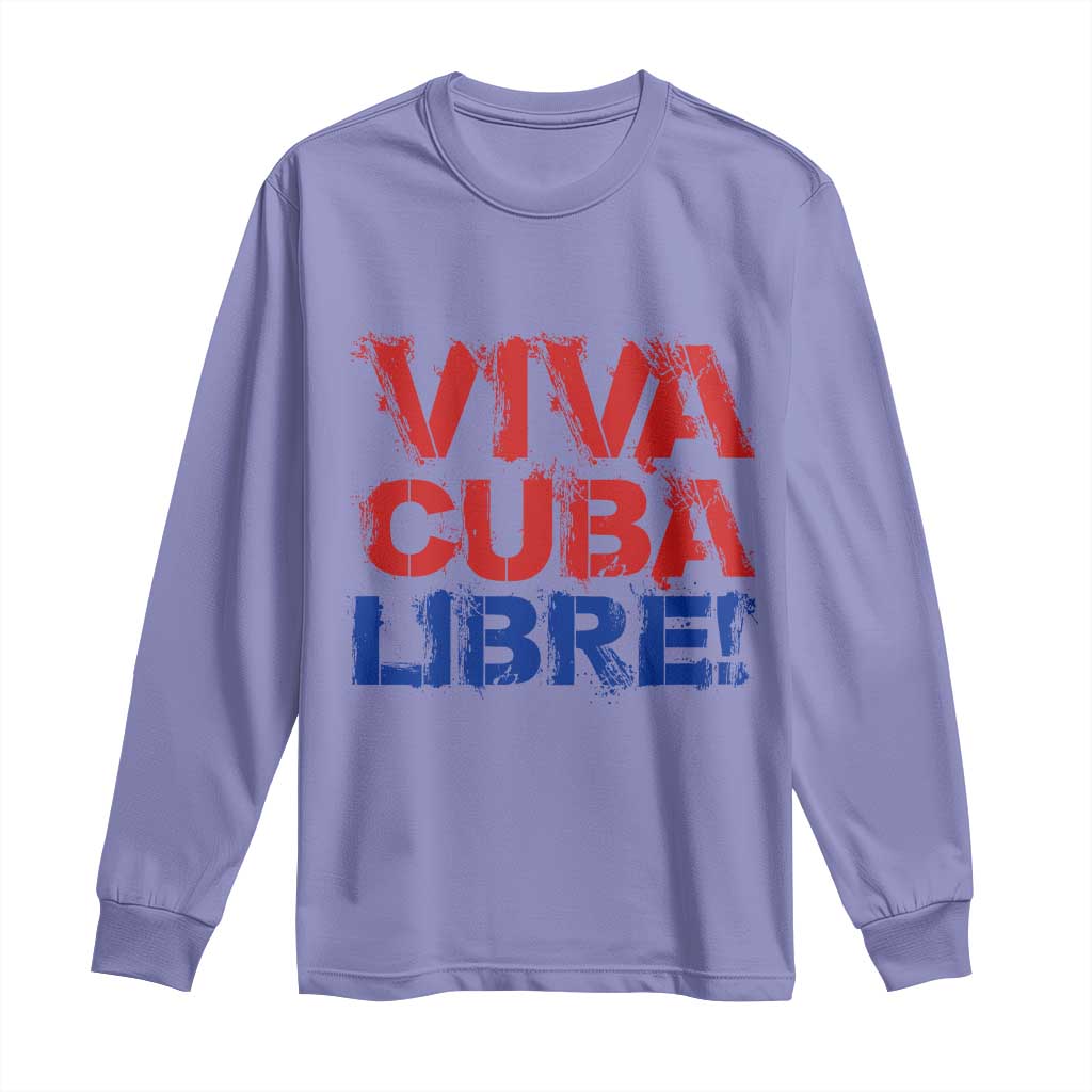 Viva Cuba Libre Long Sleeve Shirt SOS Cuba Stand With Freedom Movement TS12 Violet Print Your Wear