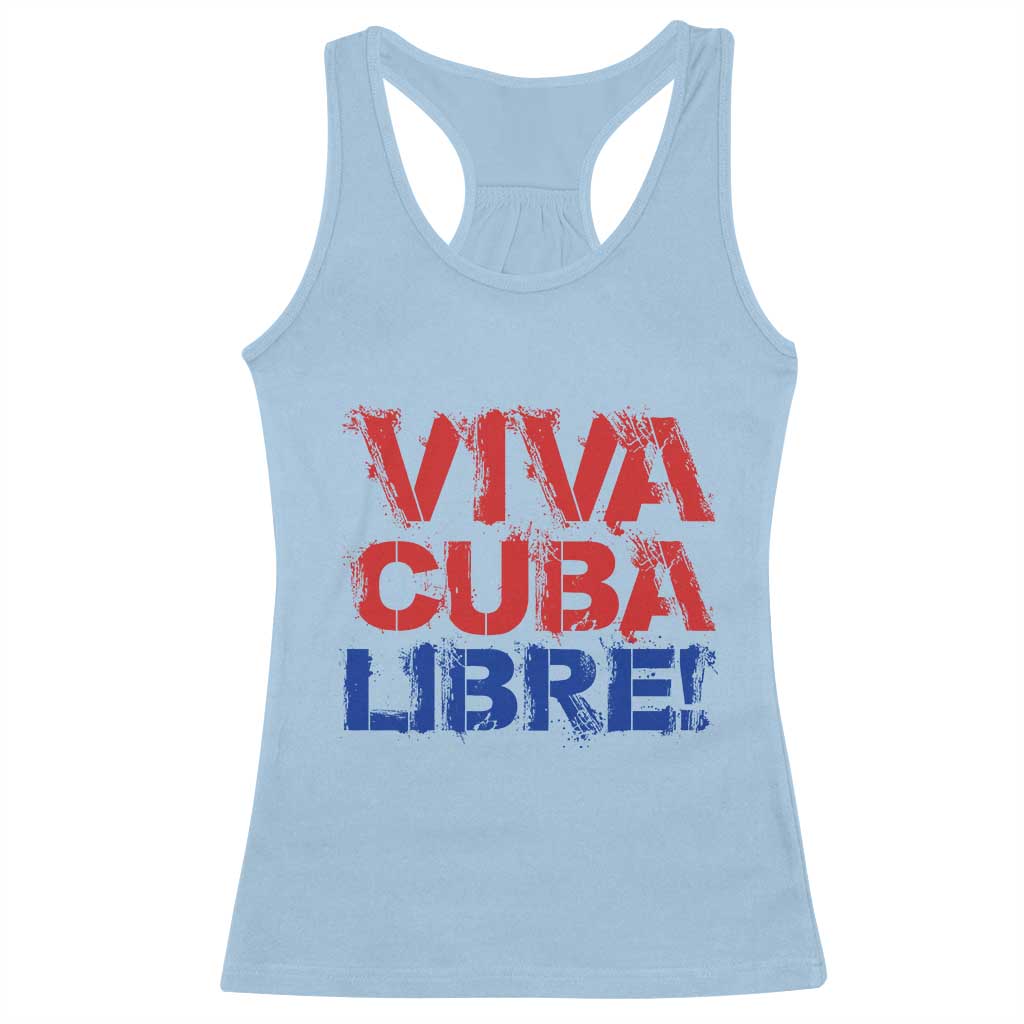 Viva Cuba Libre Racerback Tank Top SOS Cuba Stand With Freedom Movement TS12 Light Blue Print Your Wear