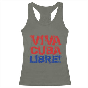Viva Cuba Libre Racerback Tank Top SOS Cuba Stand With Freedom Movement TS12 Military Green Print Your Wear
