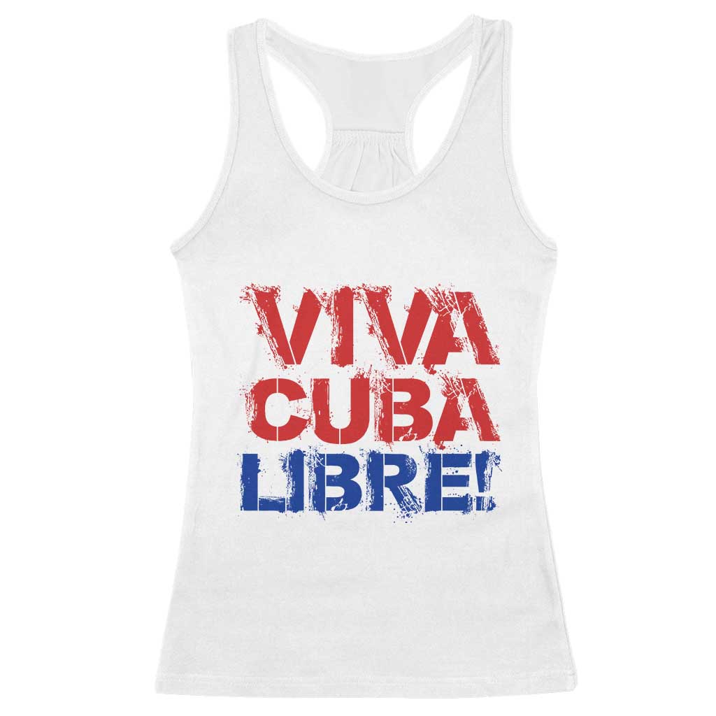 Viva Cuba Libre Racerback Tank Top SOS Cuba Stand With Freedom Movement TS12 White Print Your Wear