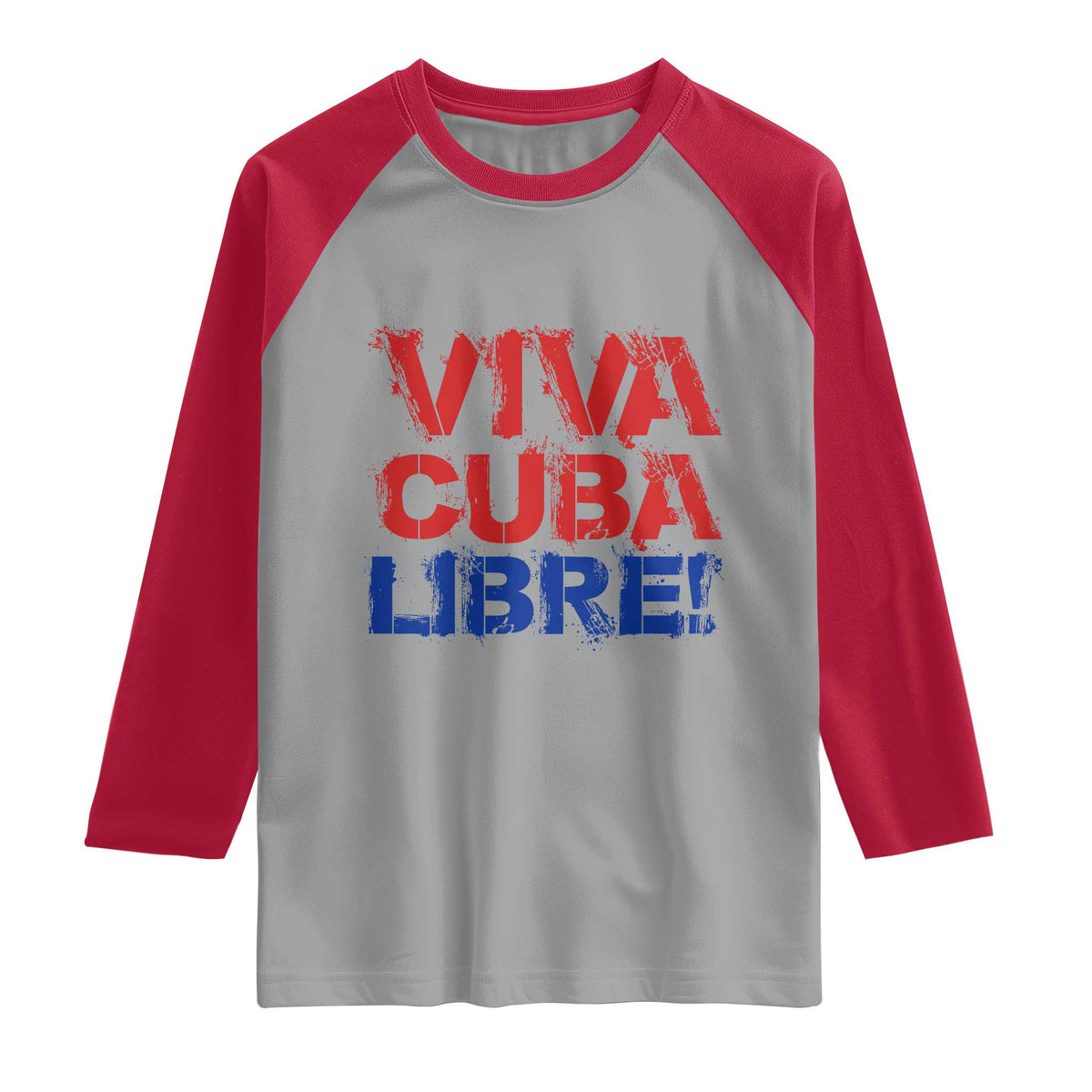 Viva Cuba Libre Raglan Shirt SOS Cuba Stand With Freedom Movement TS12 Sport Gray Red Print Your Wear