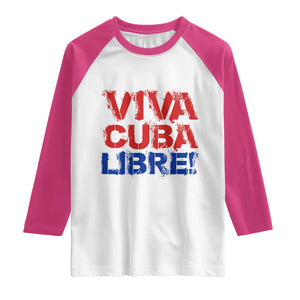 Viva Cuba Libre Raglan Shirt SOS Cuba Stand With Freedom Movement TS12 White Heliconia Print Your Wear