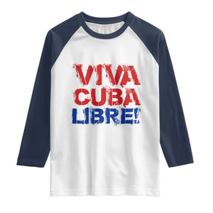 Viva Cuba Libre Raglan Shirt SOS Cuba Stand With Freedom Movement TS12 White Navy Print Your Wear