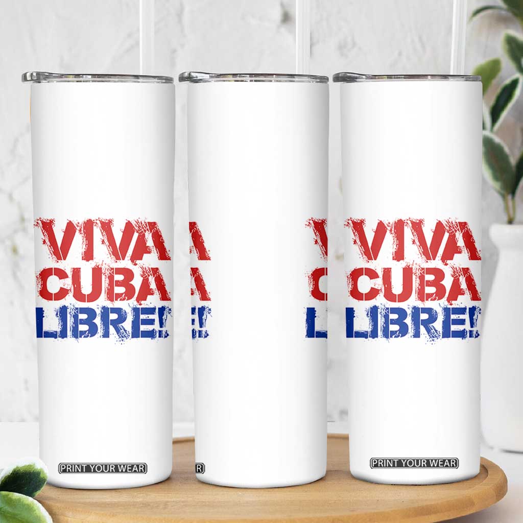 Viva Cuba Libre Skinny Tumbler SOS Cuba Stand With Freedom Movement TS12 Print Your Wear