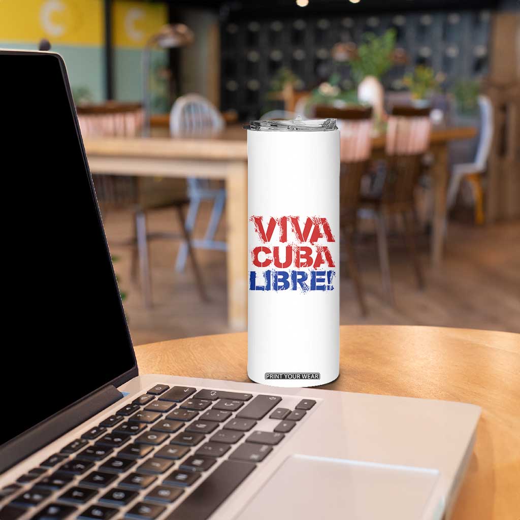 Viva Cuba Libre Skinny Tumbler SOS Cuba Stand With Freedom Movement TS12 Print Your Wear
