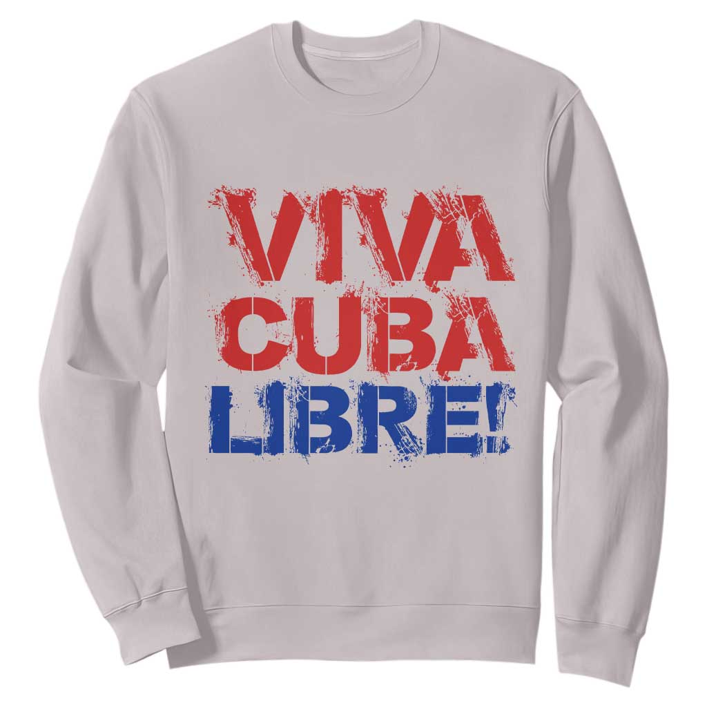 Viva Cuba Libre Sweatshirt SOS Cuba Stand With Freedom Movement TS12 Ice Gray Print Your Wear