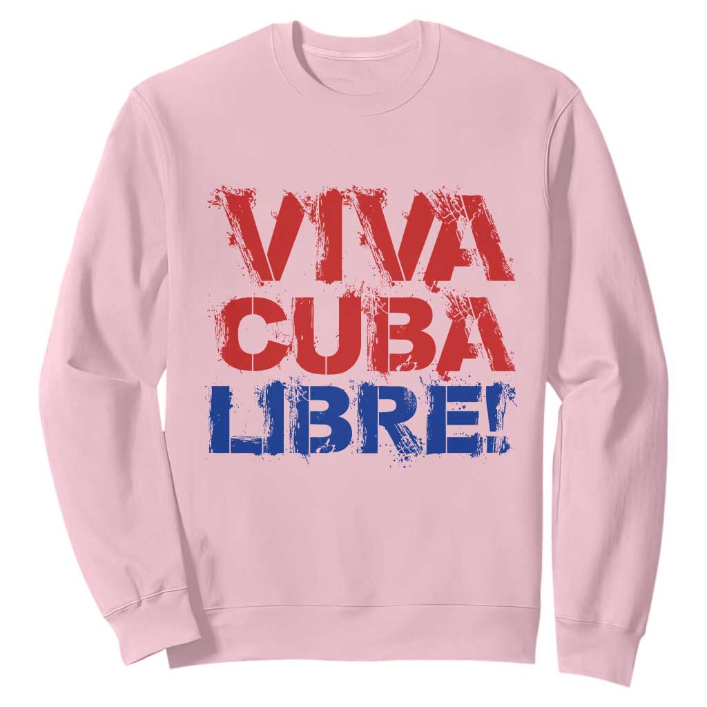 Viva Cuba Libre Sweatshirt SOS Cuba Stand With Freedom Movement TS12 Light Pink Print Your Wear