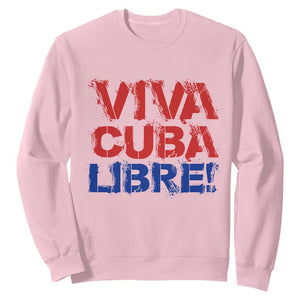 Viva Cuba Libre Sweatshirt SOS Cuba Stand With Freedom Movement TS12 Light Pink Print Your Wear