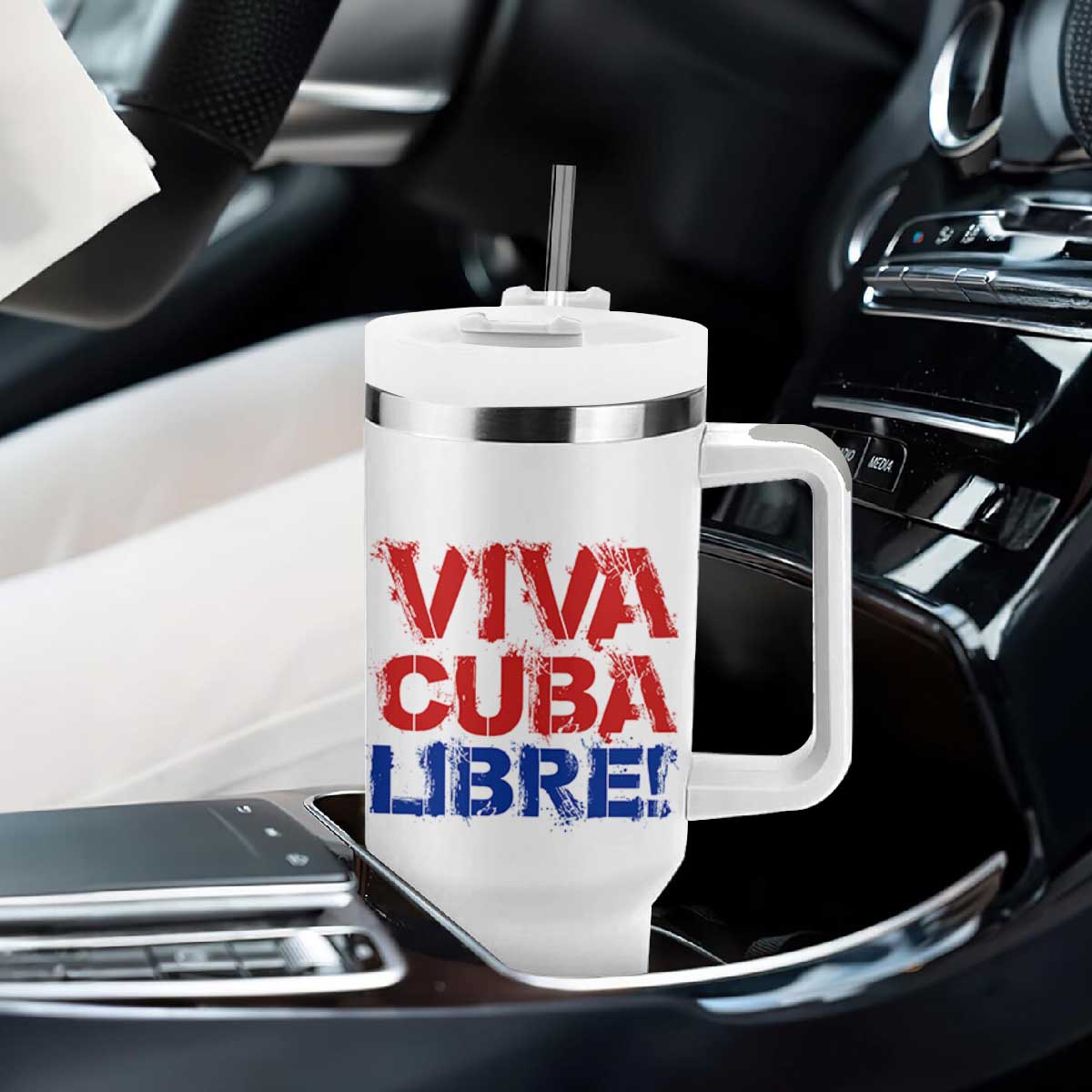 Viva Cuba Libre Tumbler With Handle SOS Cuba Stand With Freedom Movement TS12 Print Your Wear