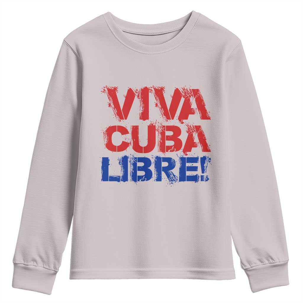 Viva Cuba Libre Youth Sweatshirt SOS Cuba Stand With Freedom Movement TS12 Ice Gray Print Your Wear