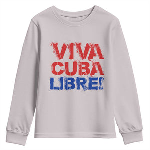 Viva Cuba Libre Youth Sweatshirt SOS Cuba Stand With Freedom Movement TS12 Ice Gray Print Your Wear