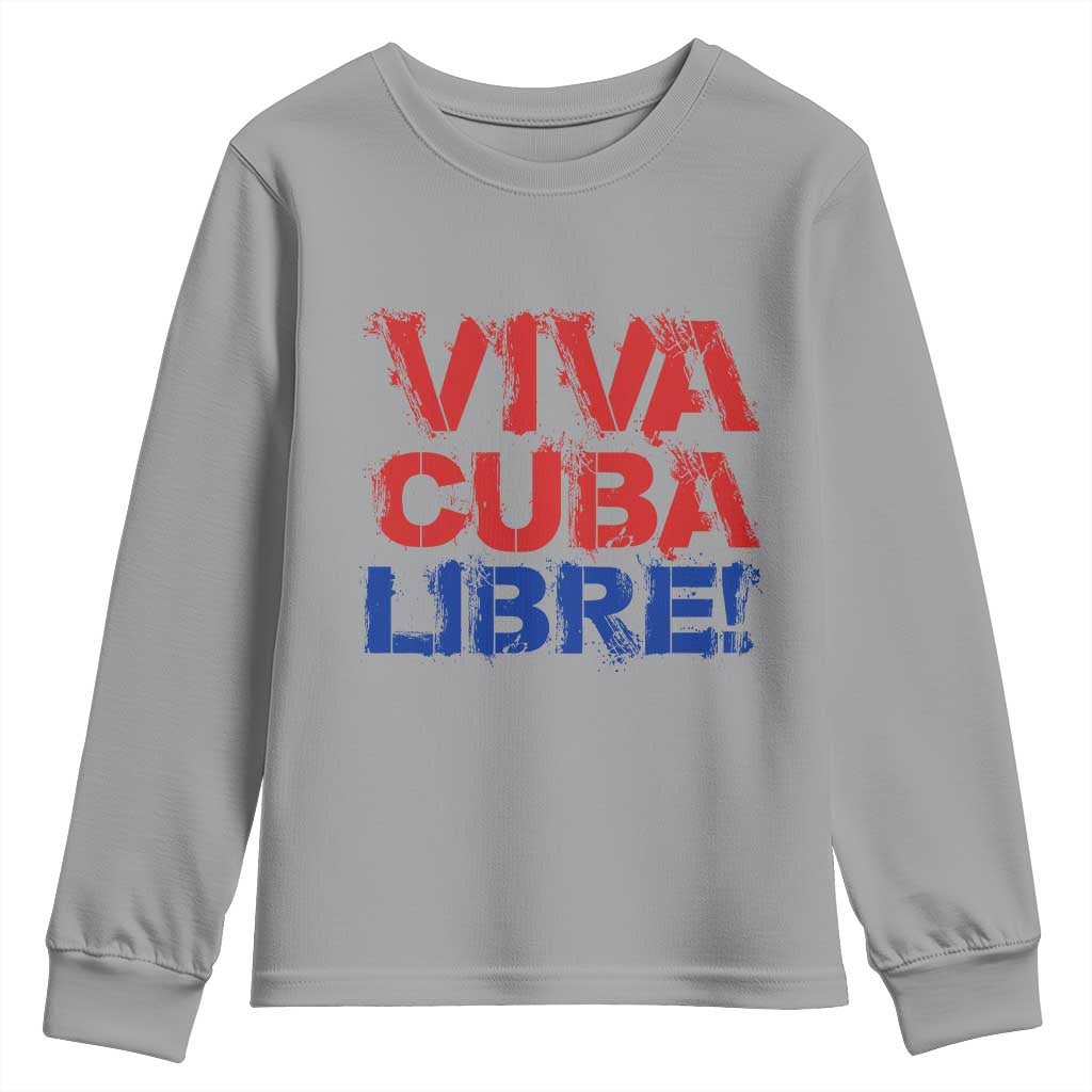 Viva Cuba Libre Youth Sweatshirt SOS Cuba Stand With Freedom Movement TS12 Sport Gray Print Your Wear