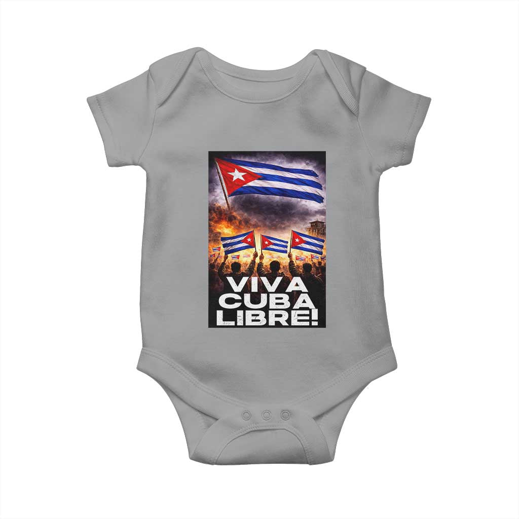 Viva Cuba Libre Baby Onesie Cuban Freedom Protest TS12 Sport Gray Print Your Wear