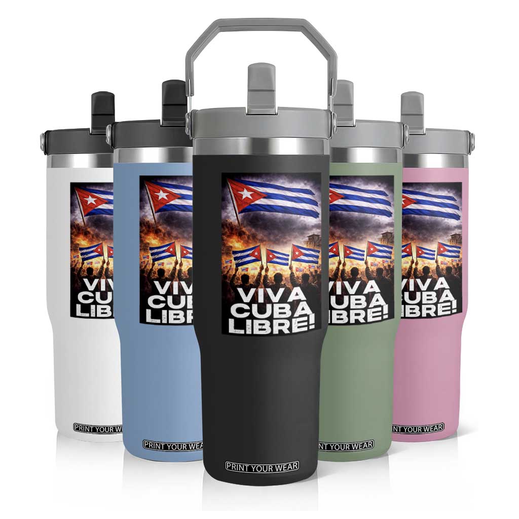 Viva Cuba Libre Flip Straw Tumbler Cuban Freedom Protest TS12 Print Your Wear