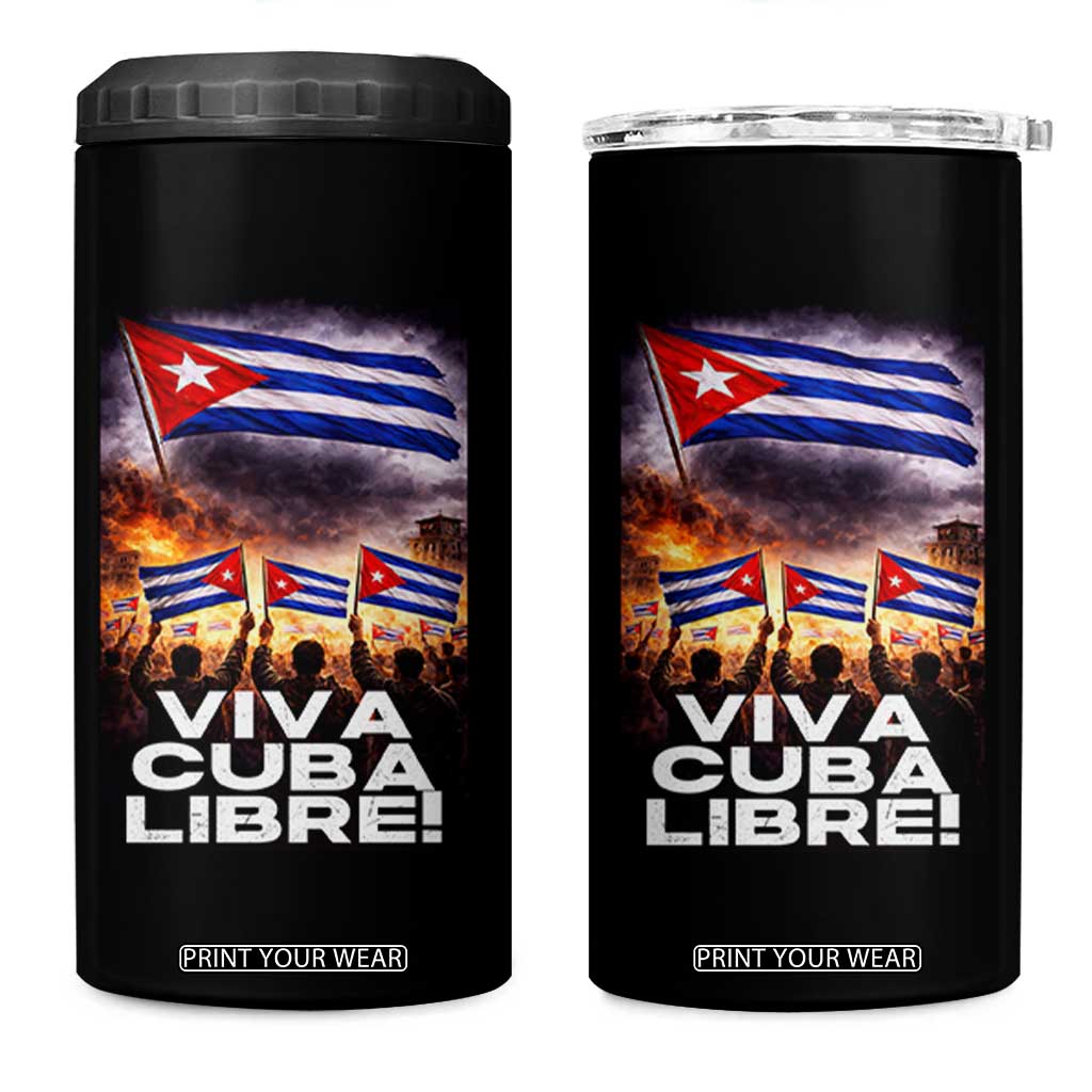 Viva Cuba Libre 4 in 1 Can Cooler Tumbler Cuban Freedom Protest TS12 One Size: 16 oz Black Print Your Wear