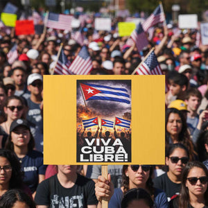 Viva Cuba Libre Protest Sign Cuban Freedom Protest TS12 Horizontal 18" × 24" Yellow Print Your Wear